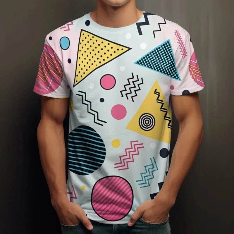 Retro Pop Geometric T-Shirt – Bold & Playful Style - NOIRCODE