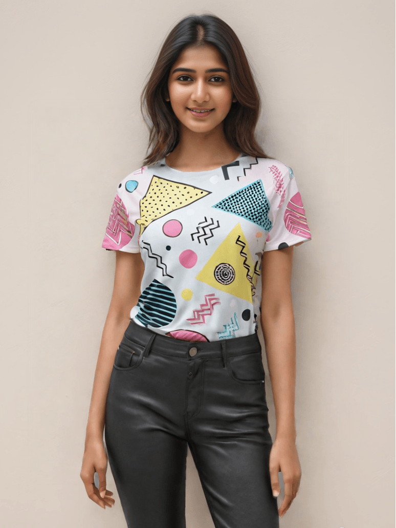 Retro Pop Geometric T-Shirt – Bold & Playful Style - NOIRCODE