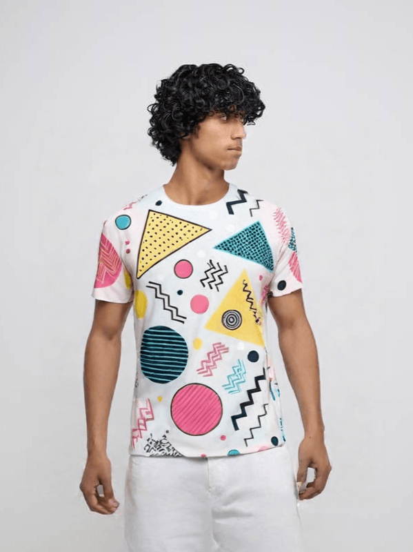 Retro Pop Geometric T-Shirt – Bold & Playful Style - NOIRCODE